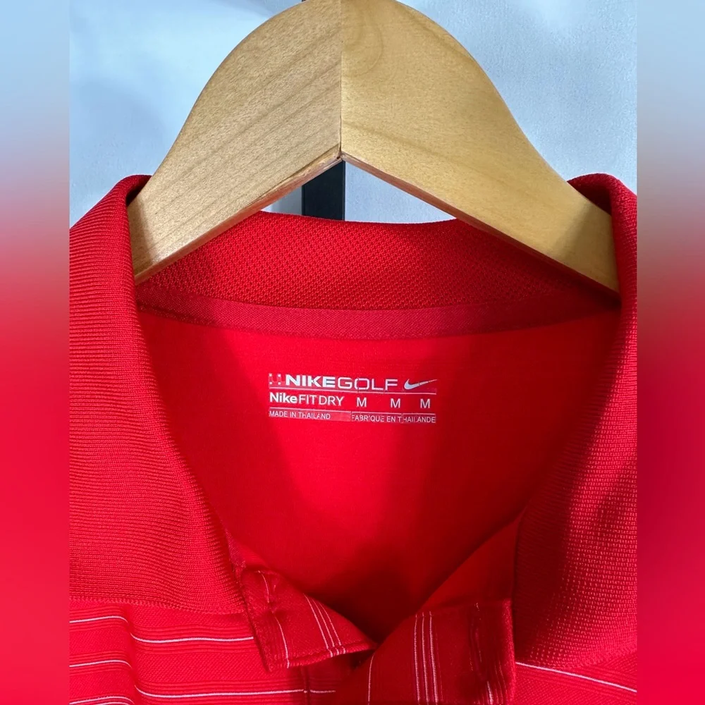 Nike Gold Fit Dry Red Stripe Short Sleeve‎ Polo Medium